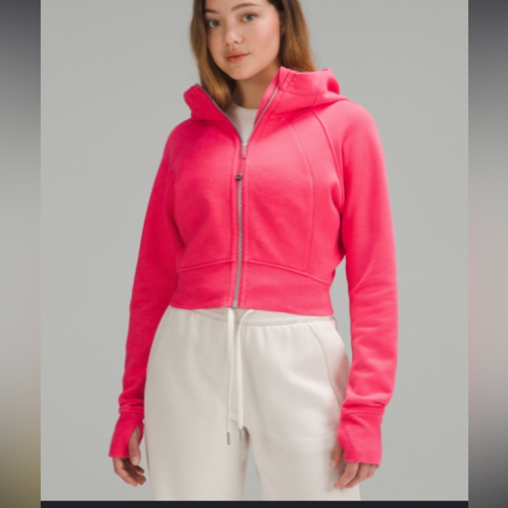 Lululemon Scuba Full Zip Cropped hoodie in lip gloss